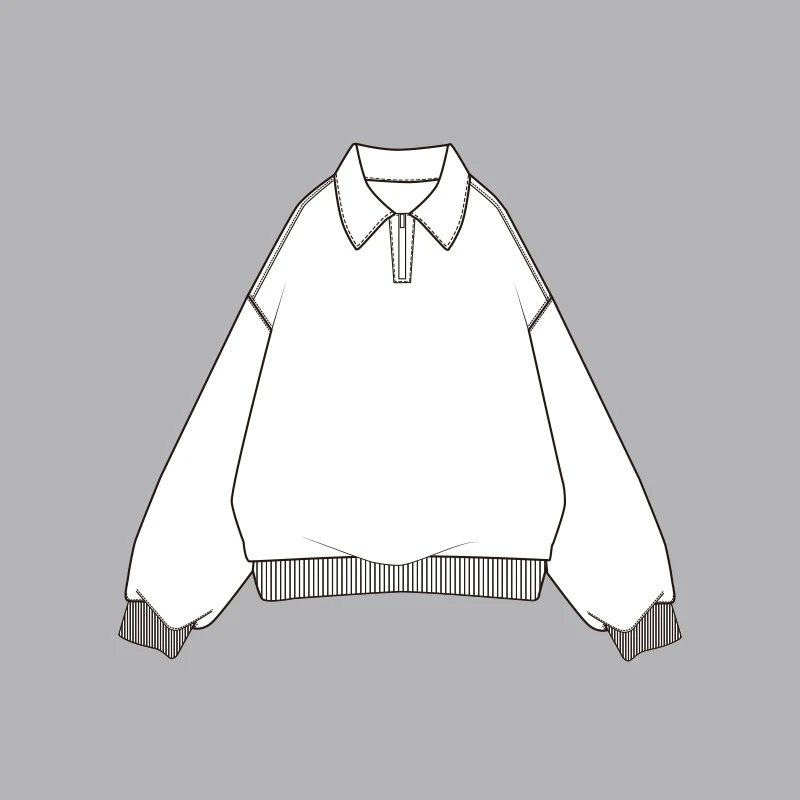 Two-Tone Striped Lapel Long Sleeve Sweatshirt - Rui 528161