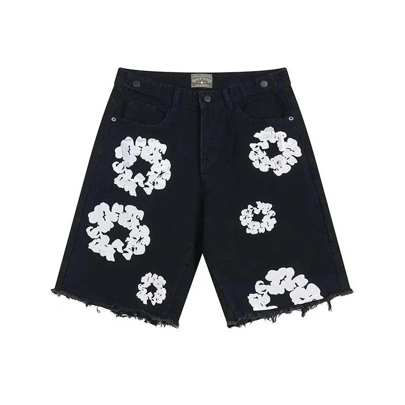 Black denim shorts