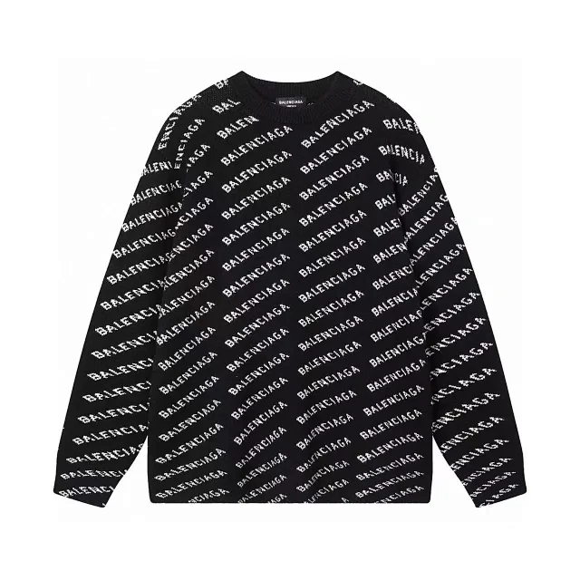 Balenciaga Knitwear All-over logo crewneck knit sweater product detail image 13