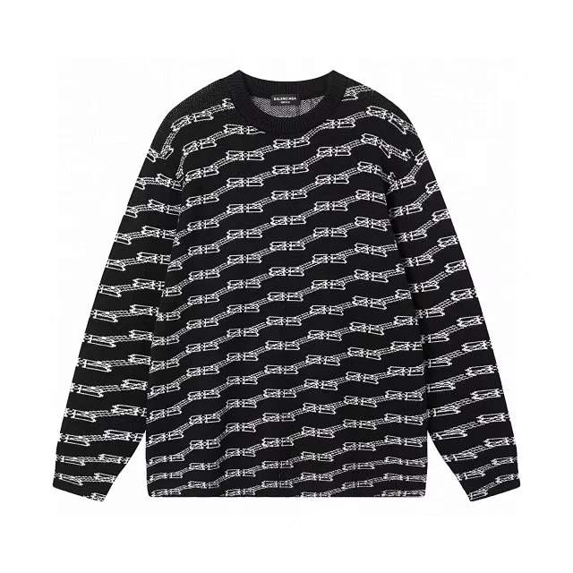Balenciaga Knitwear All-over logo crewneck knit sweater product detail image 11