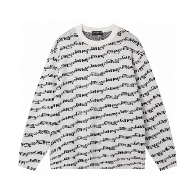 Balenciaga Knitwear All-over logo crewneck knit sweater product detail image 12