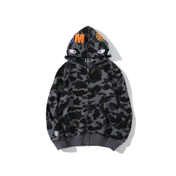 A Bathing Ape Shark Hoodie Black Camo - 12