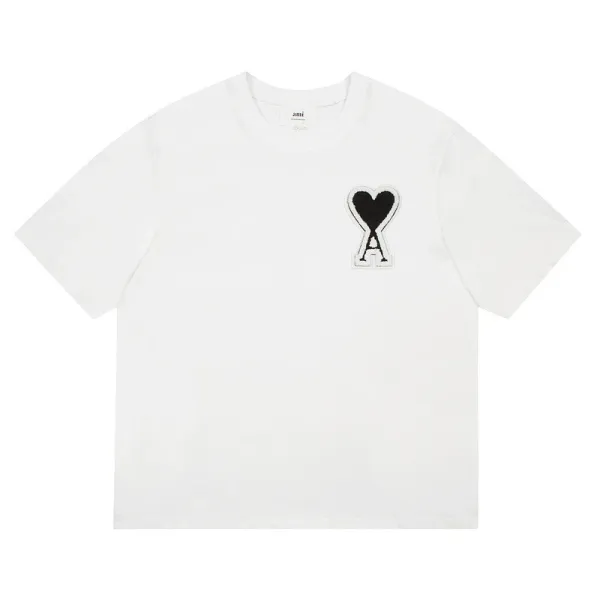Ami Paris Heart Logo T-Shirt Brown - 12