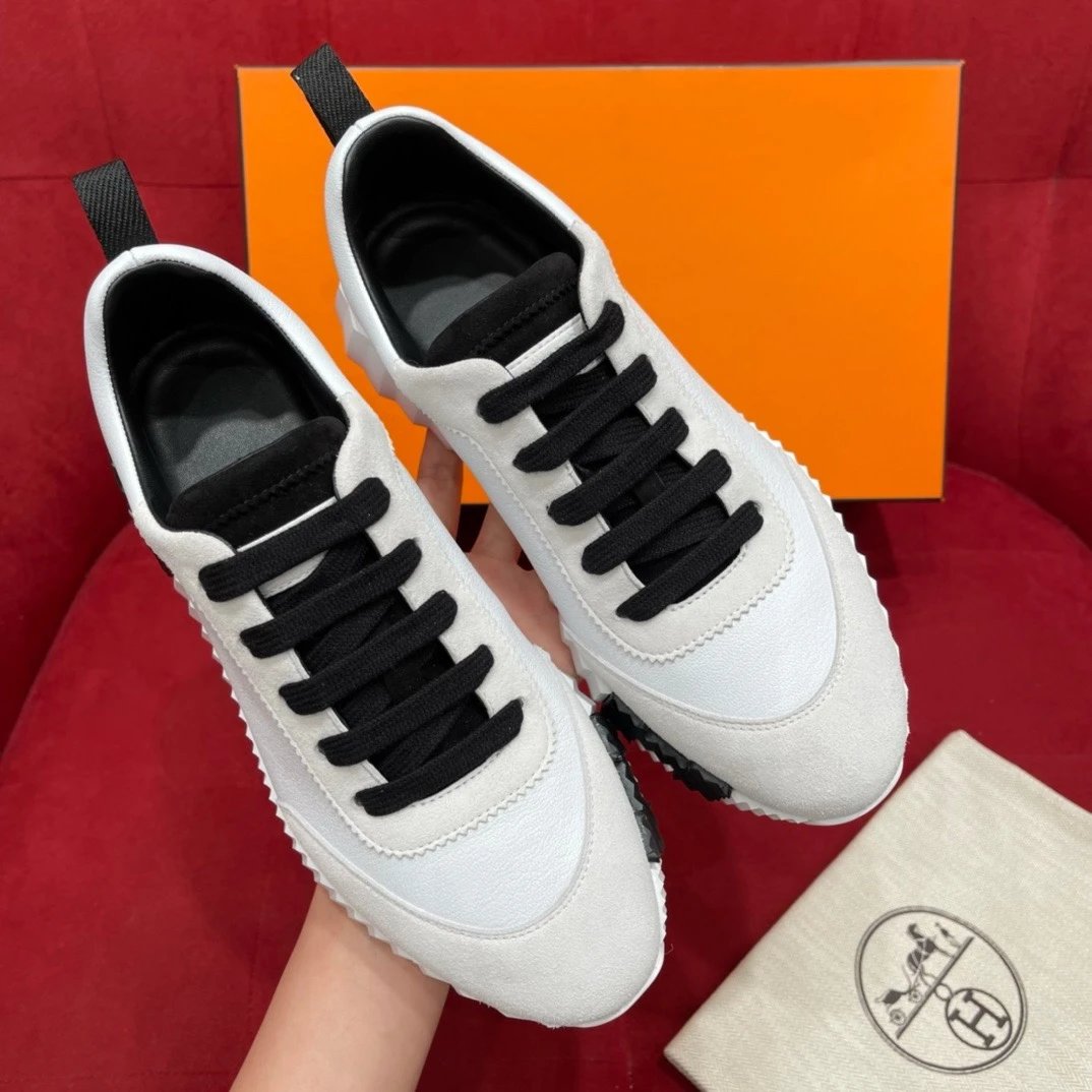 Hermès Oran Sneakers Black and White Suede Sneakers - 12
