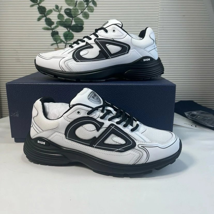 Dior B23 Low White and Black Chunky Sneakers - 1