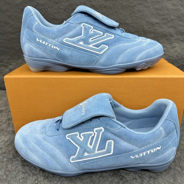 Louis Vuitton LV Trainer Light Blue Suede Sneakers - 1