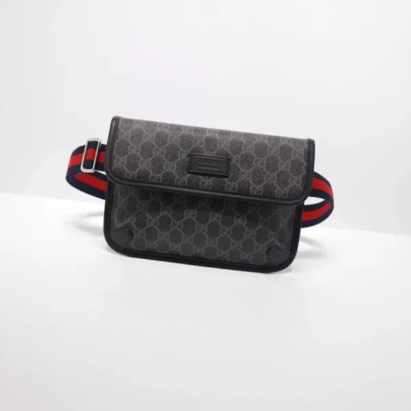 Gucci Ophidia GG Canvas Belt Bag Charcoal Gray with Web Strap - 1