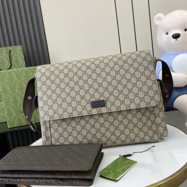 Gucci GG Marmont Messenger Bag Beige Canvas Crossbody Bag - 1