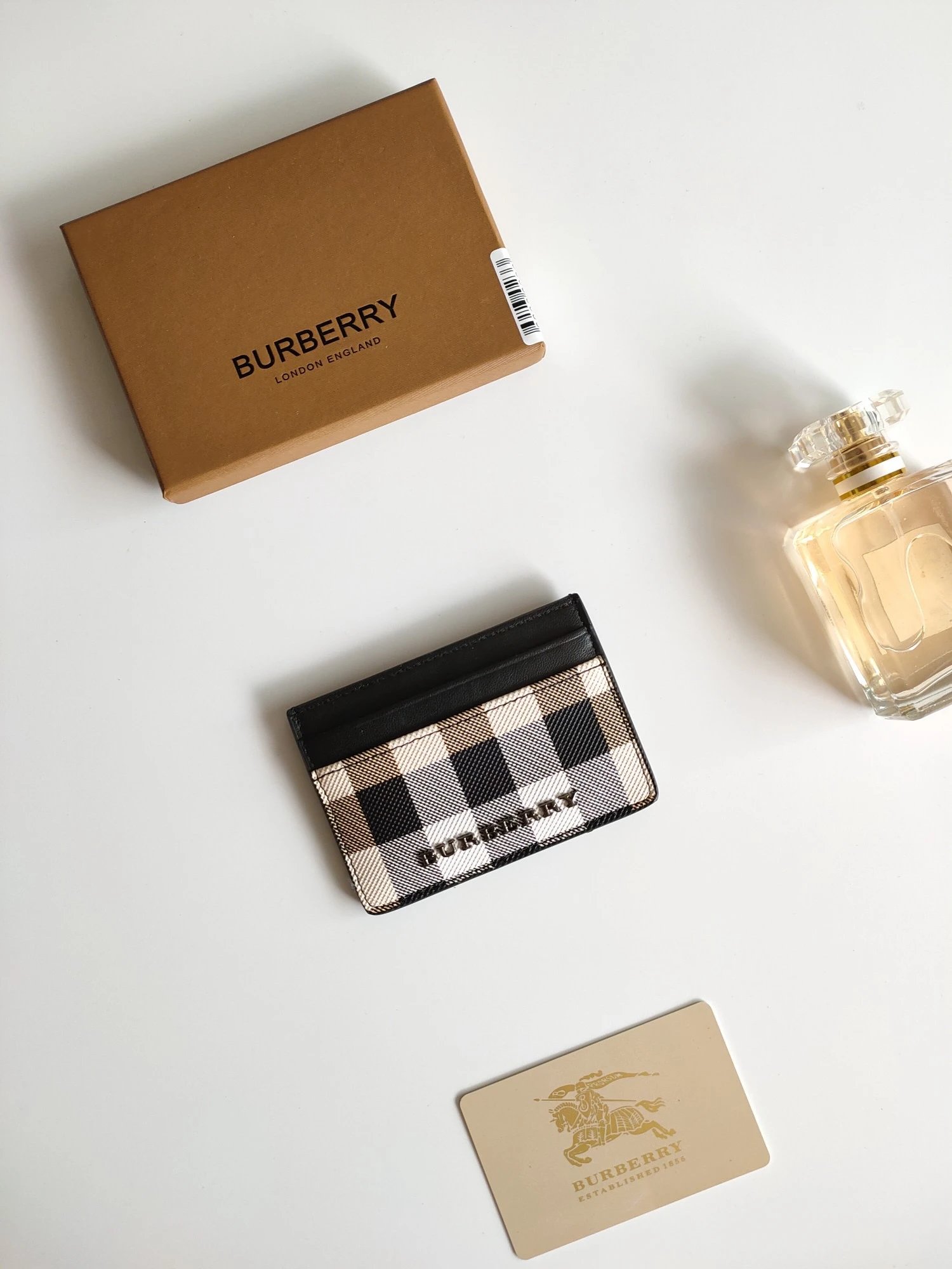 Burberry Check Print Card Holder Black Beige - 7