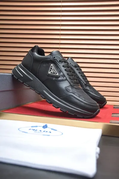 Prada Re-Nylon Triangle Logo Black Chunky Sneakers - 1