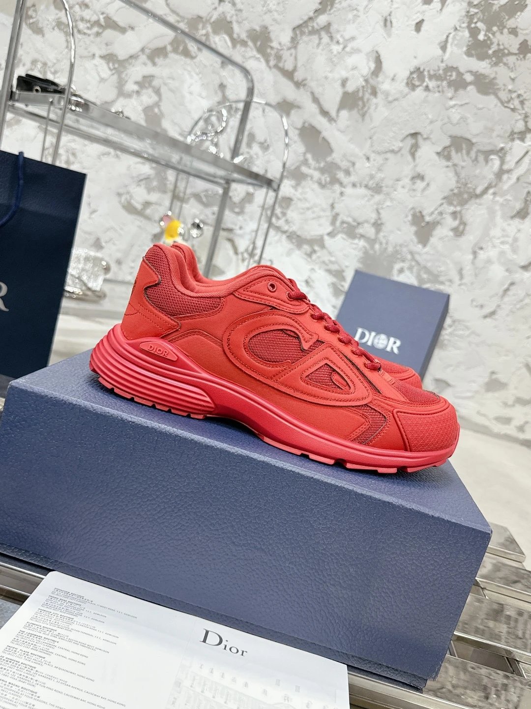 Dior B23 Red Monochrome Sneakers - 1