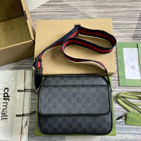 Gucci GG Marmont Mini Camera Bag Black Monogram Crossbody Bag - 1
