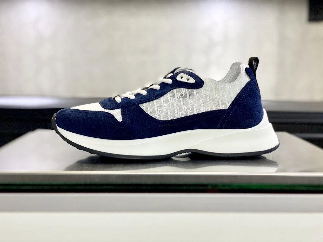 Dior B25 Runner Navy Blue Oblique White