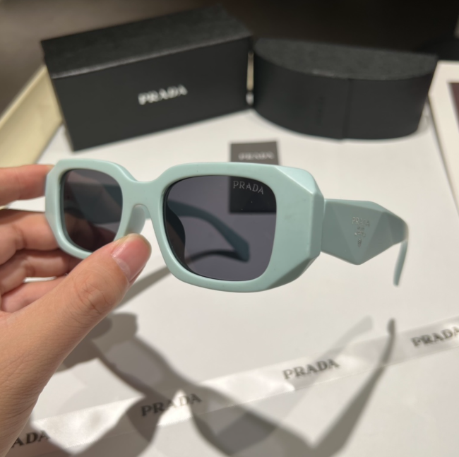 Prada Triangle Logo White Cat-Eye Sunglasses - 7