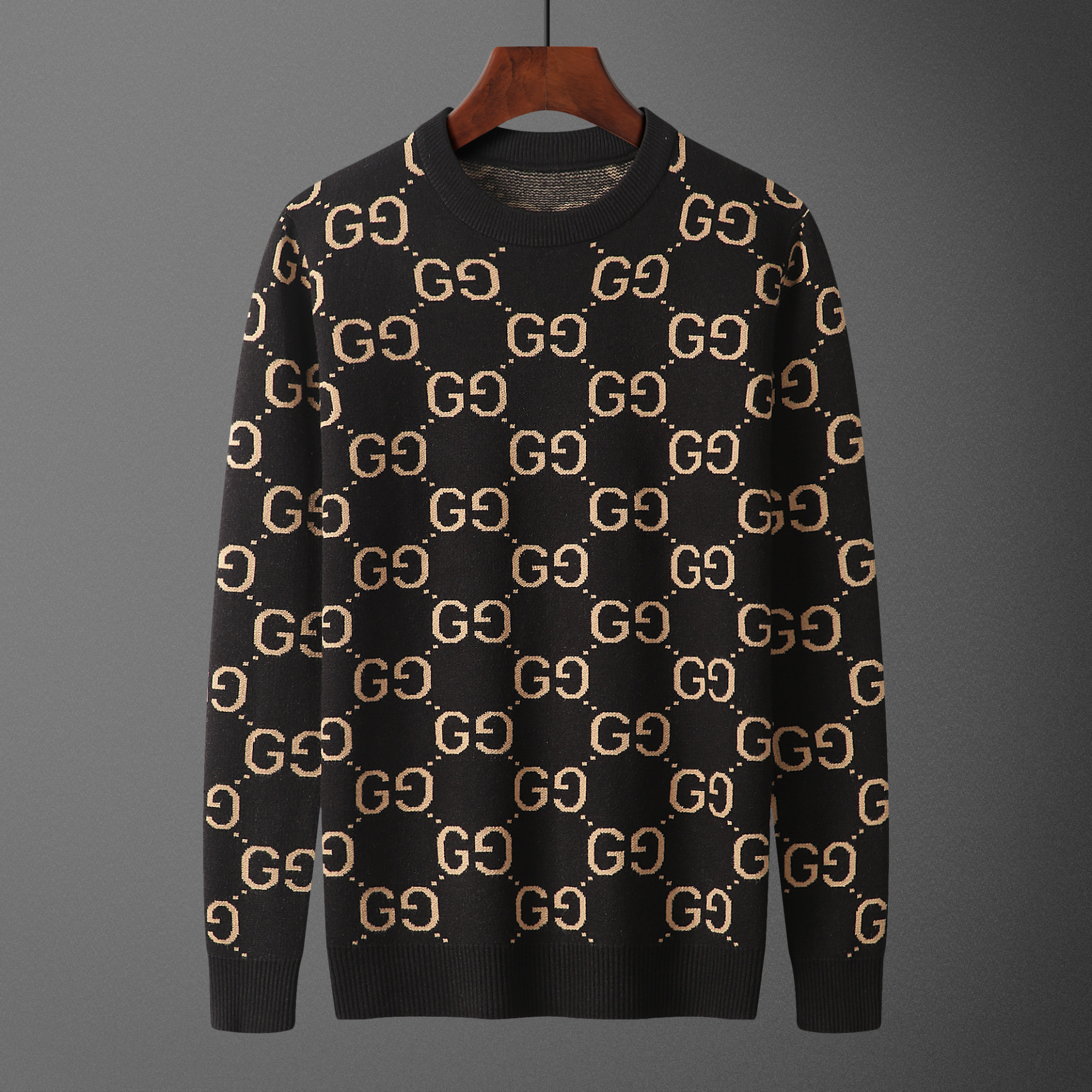 Gucci GG All-Over Knit Sweater Black Gold