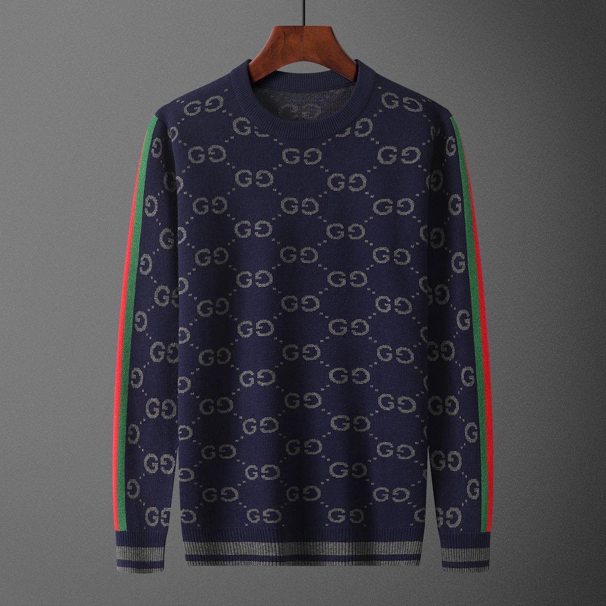 Gucci Interlocking GG Knit Sweater Black with Red and Blue Stripes product detail 9 in Litbuy spreadsheet finds