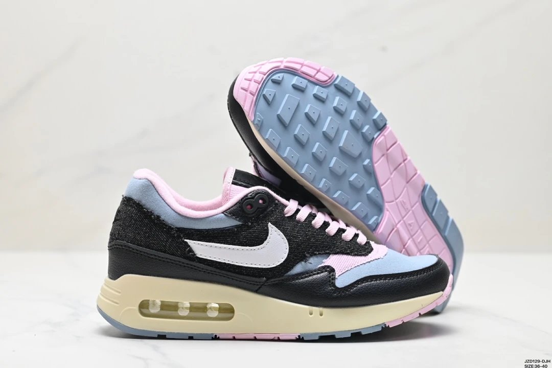Nike Air Max 1 Black Denim Pink Blue