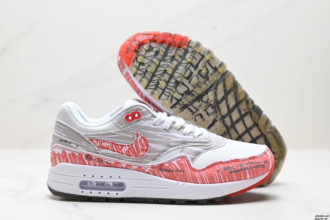 Nike Air Max 1 White Grey Red Sketch
