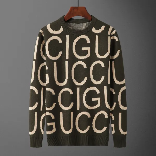 Gucci GG Pattern Knit Sweater Army Green - 1