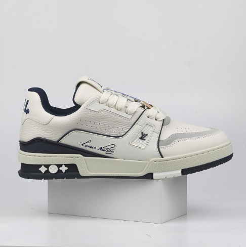 Louis Vuitton Trainer Low White Navy Blue