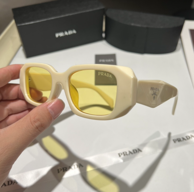 Prada Triangle Logo White Cat-Eye Sunglasses - 4