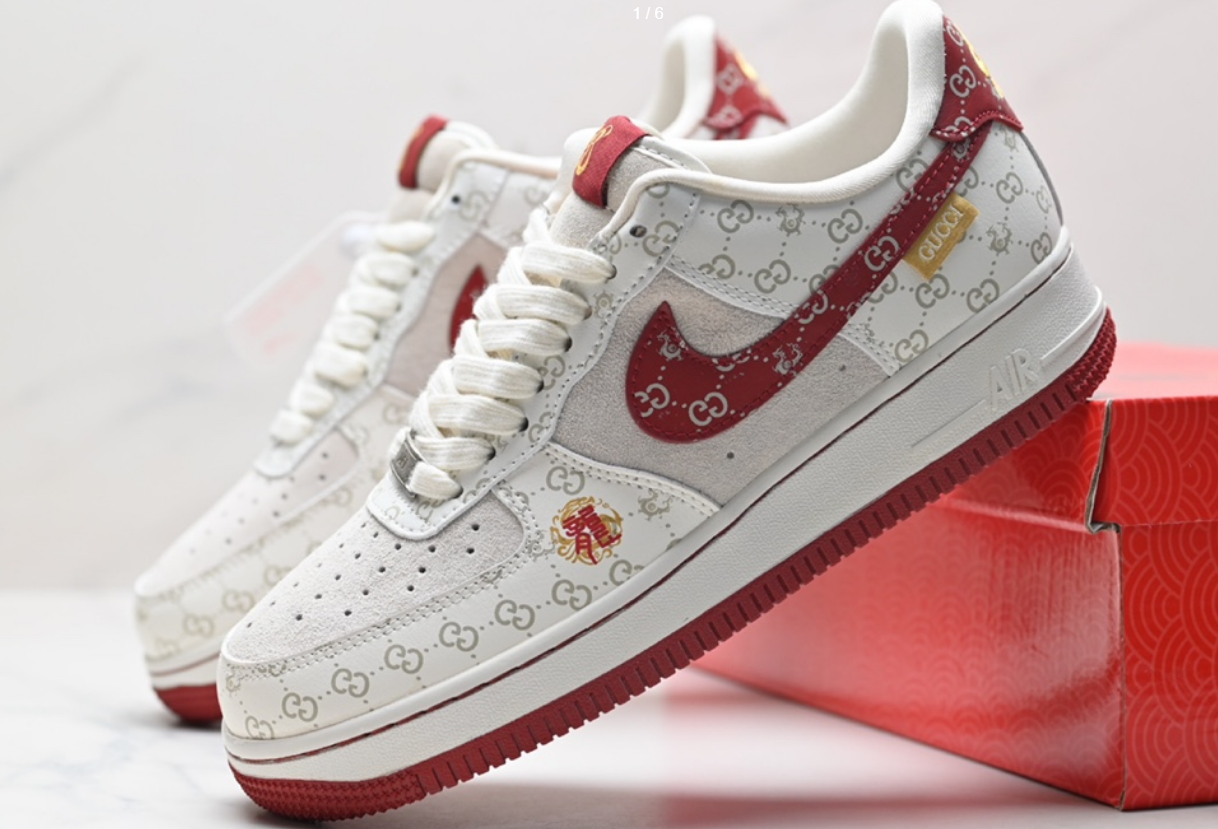 Nike Air Force 1 Low Gucci GG Monogram White Red