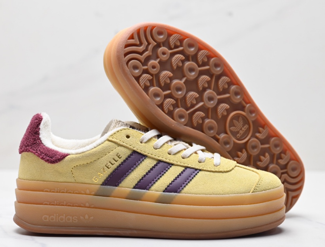 Adidas Gazelle Bold Platform Yellow Purple Gum
