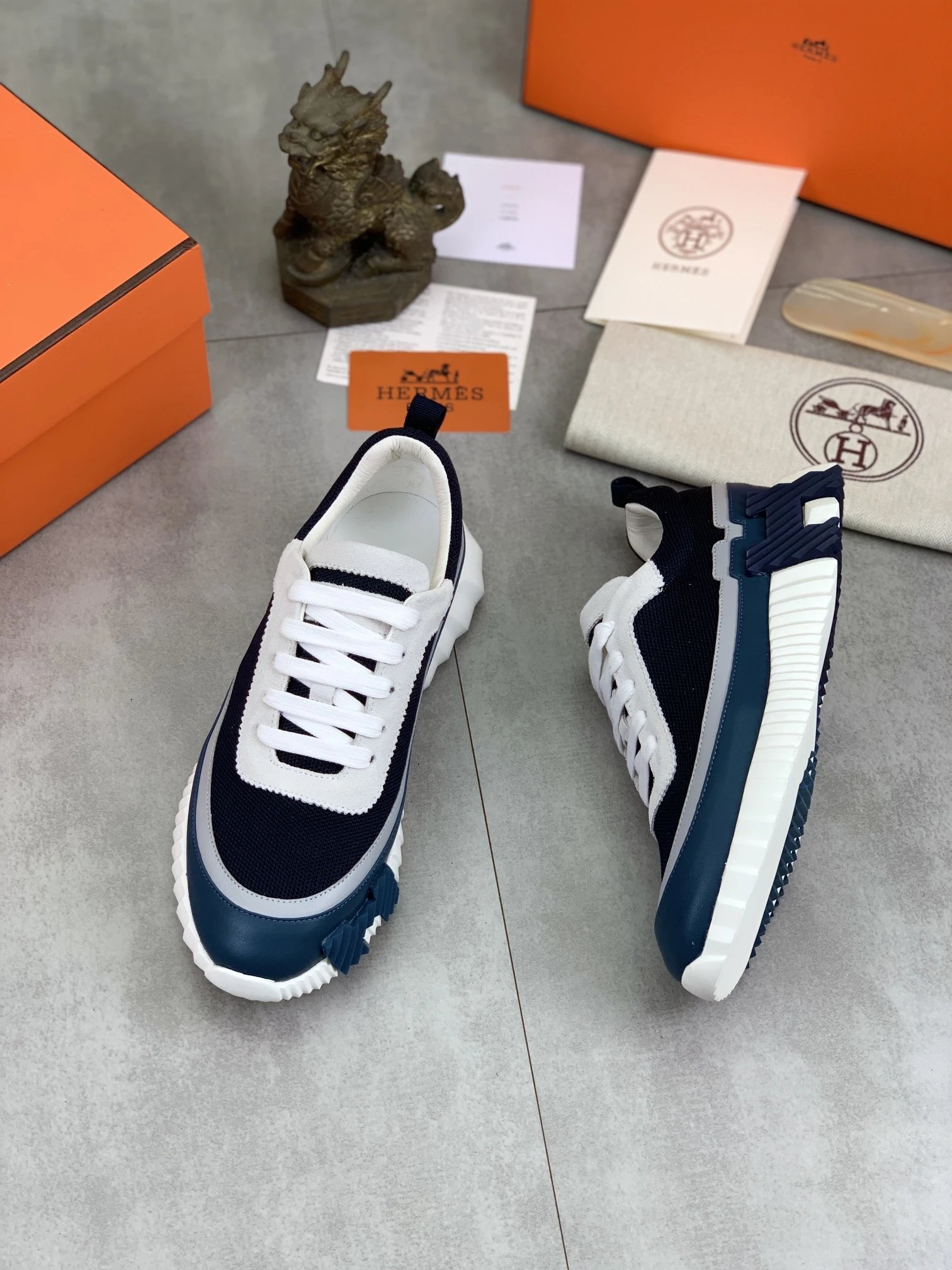 Hermes Bouncing Sneaker Navy Blue White