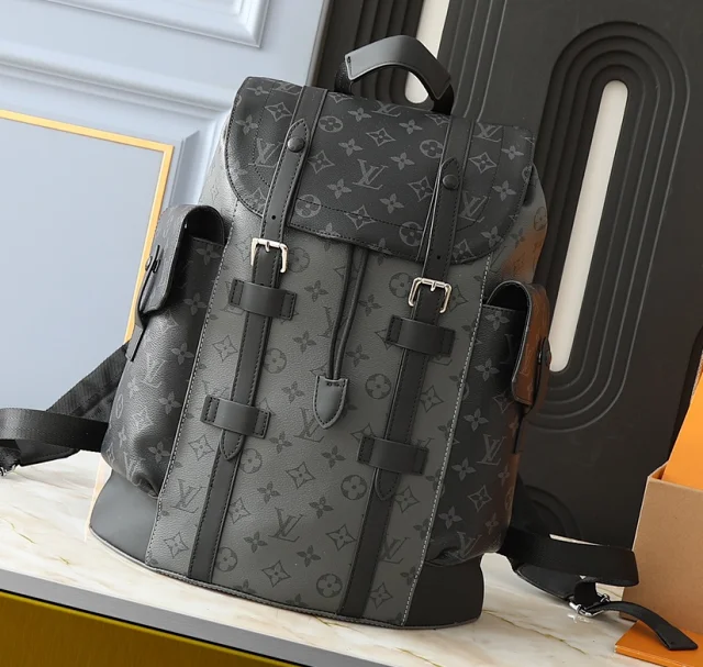 Louis Vuitton Backpacks Monogram flap backpack with buckle straps and side pockets product detail image 3