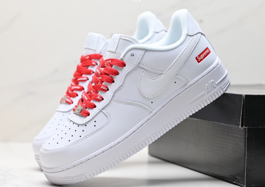 Nike Air Force 1 Low Supreme White Red Laces