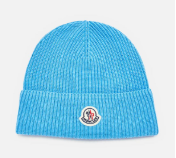 Moncler Logo Beanie Bright Blue Hat - 1