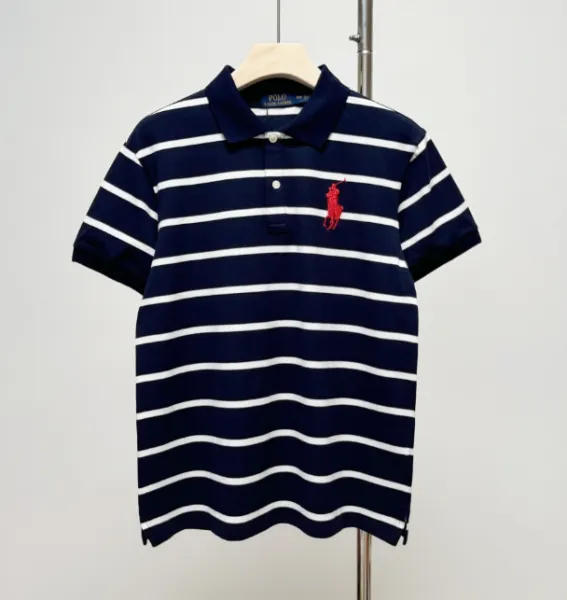 Polo Ralph Lauren Striped Classic Fit Polo Navy and White - 1