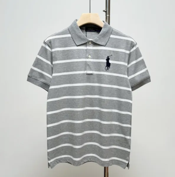 Ralph Lauren Classic Fit Striped Polo Gray - 8