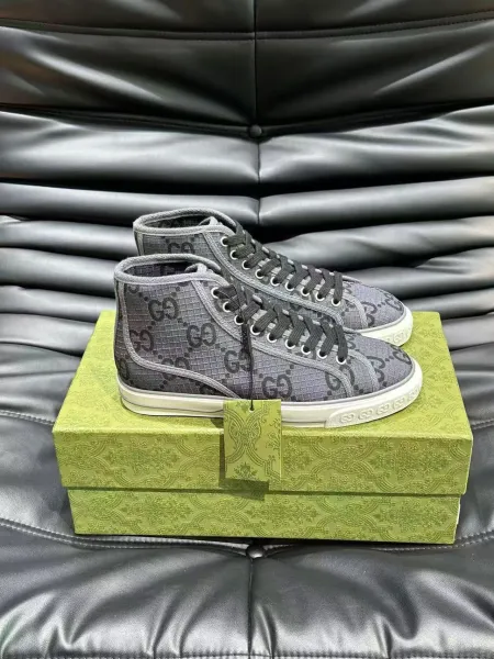 Gucci GG Marmont High-Top Sneakers Gray Monogram Canvas Sneakers - 1