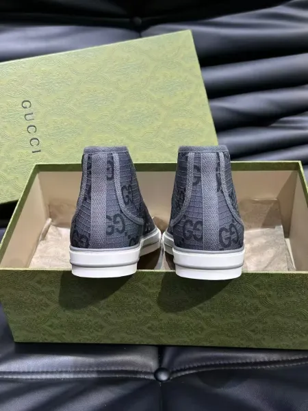 Gucci GG Marmont High-Top Sneakers Gray Monogram Canvas Sneakers - 2