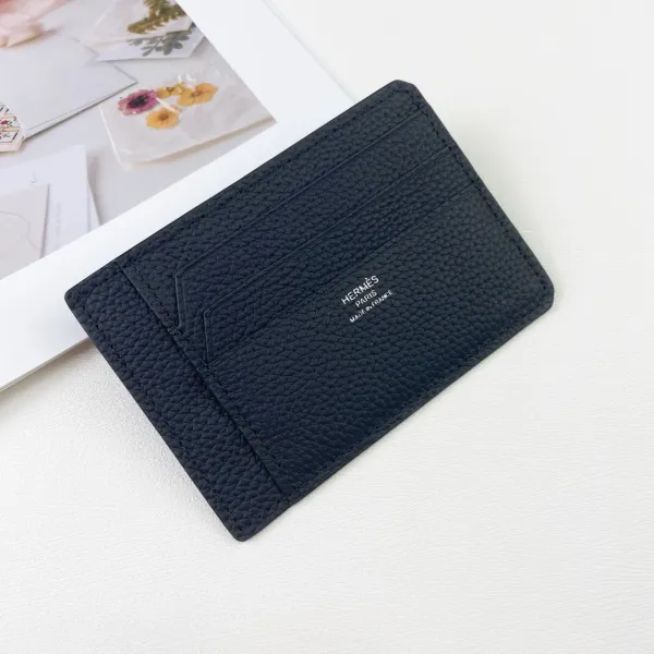 Hermès Card Holder Navy Blue Taurillon Leather - 1