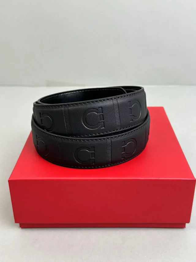 Ferragamo Belts Gancini buckle belt with embossed Gancini-pattern strap product detail image 15