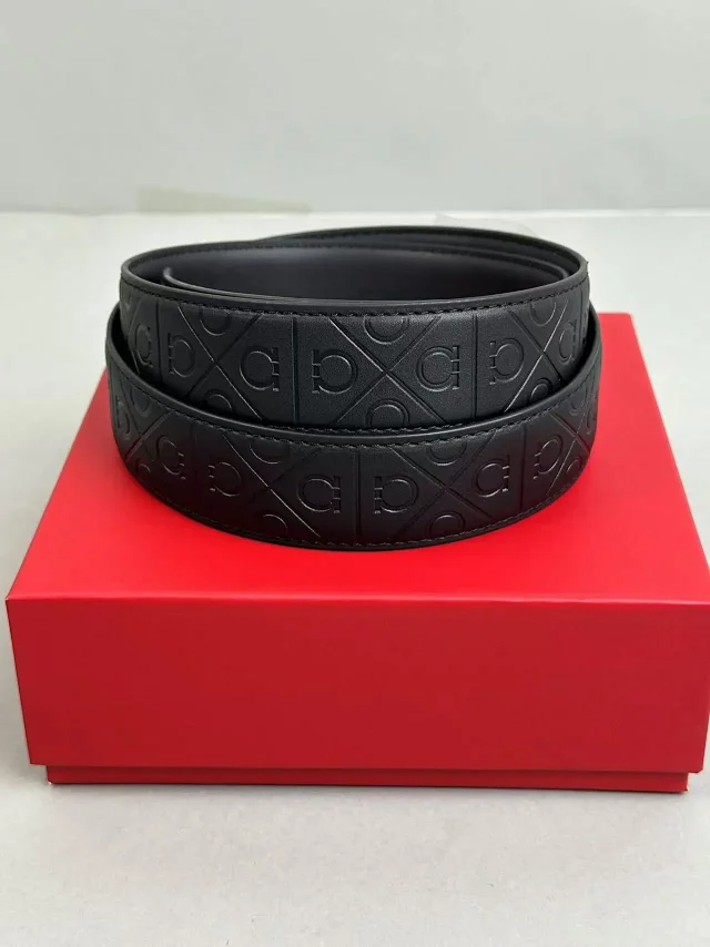 Ferragamo Belts Gancini buckle belt with embossed Gancini-pattern strap product detail image 19
