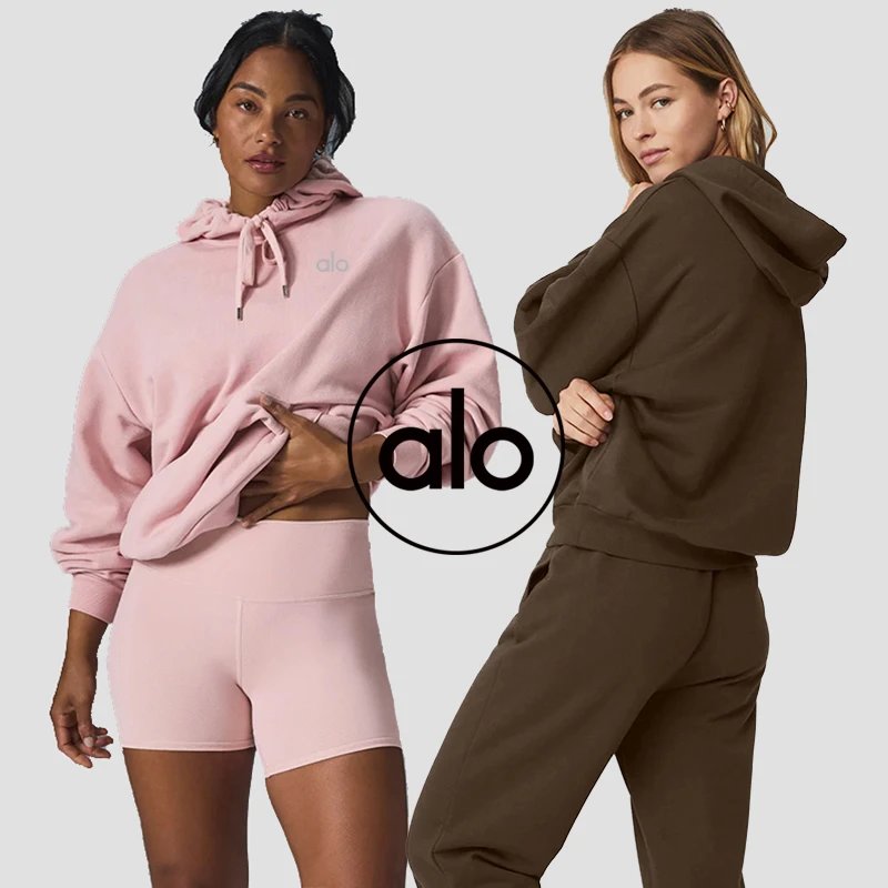 Alo Yoga Logo Crewneck Sweatshirt Forest Green Hoodie - 17