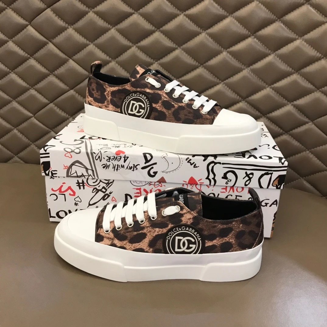 Dolce Gabbana Portofino DG Leopard Print Sneaker Brown