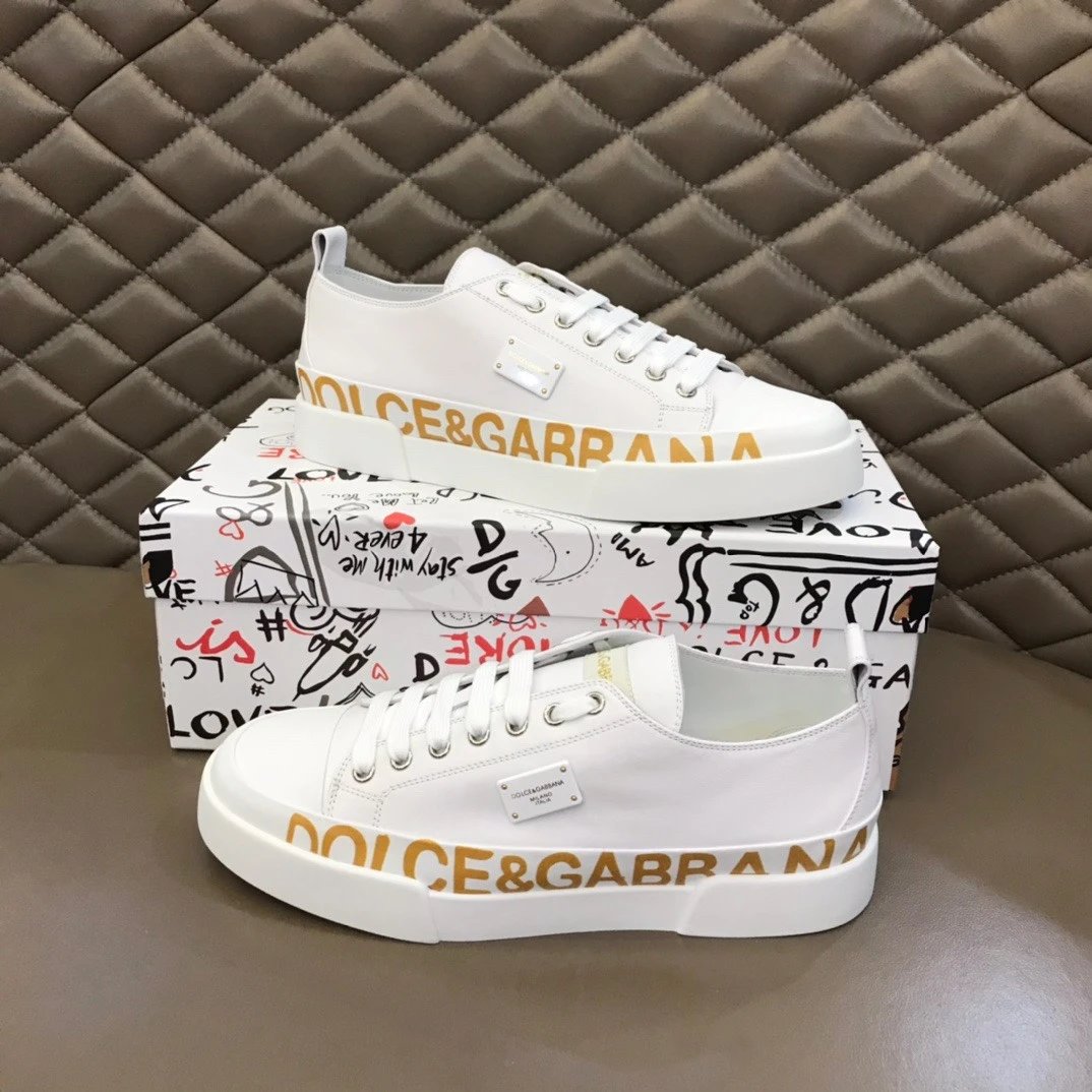 Dolce Gabbana Portofino Midsole Logo White Gold