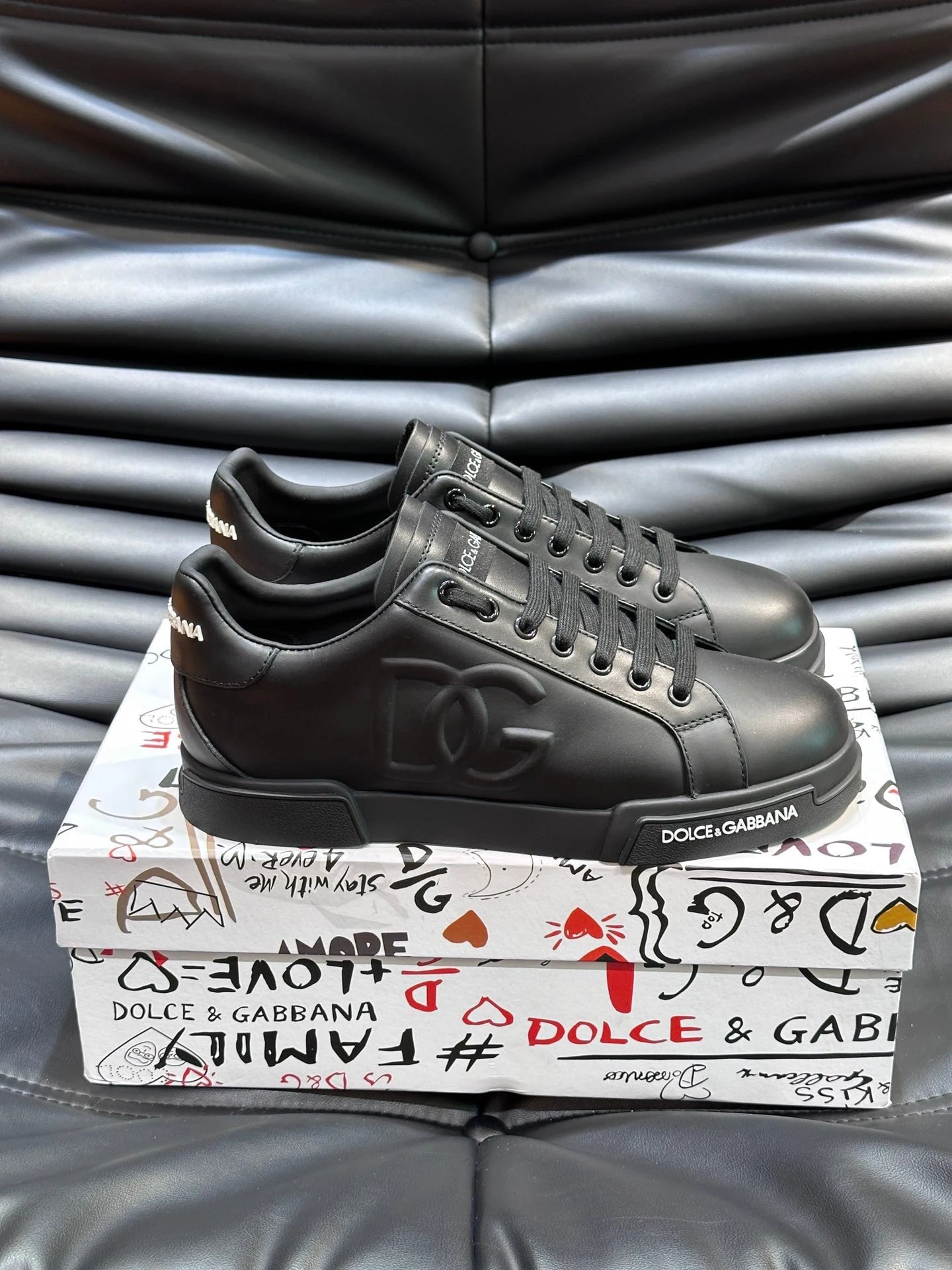 Dolce Gabbana Portofino DG Embossed All Black