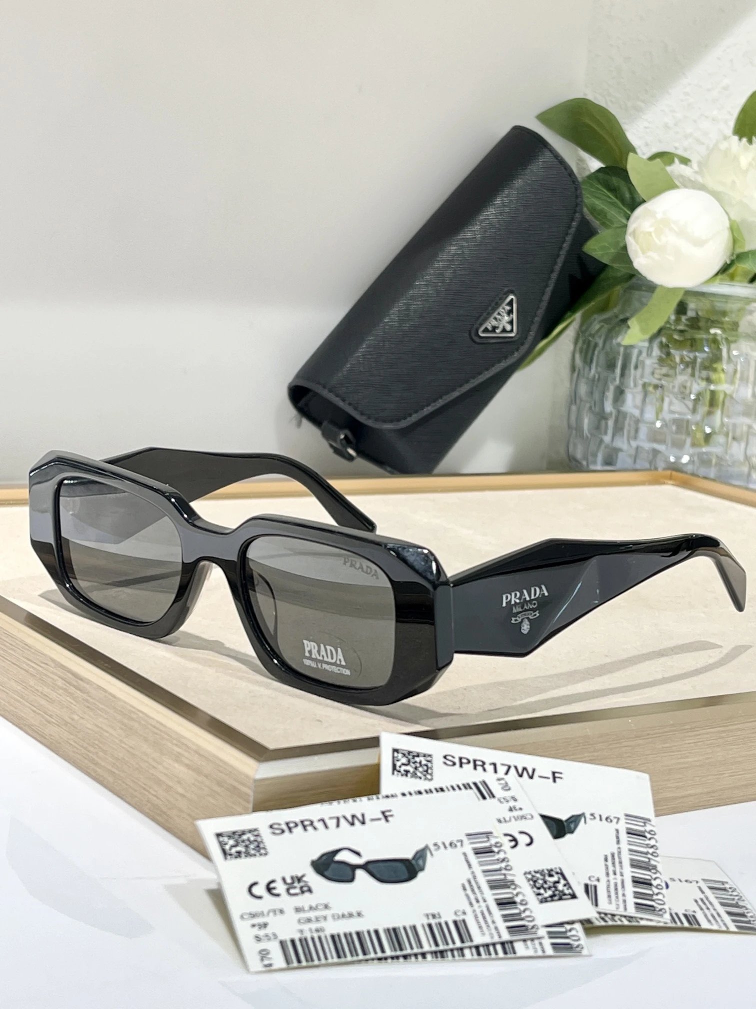 Prada SPR17W-F Black Gray Dark Optical Glasses - 5