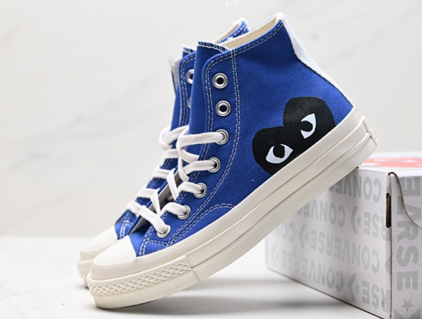 Converse x Comme des Garçons Play Chuck 70 Blue Heart Eyes Sneakers Canvas Shoes product listing in Litbuy spreadsheet finds