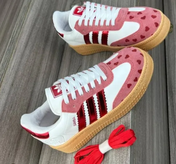 Adidas Originals Samba Hearts Pink White Red Sneakers - 1