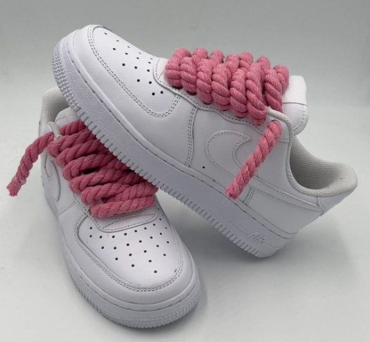 Nike Air Force 1 Custom Rope Lace White Pink