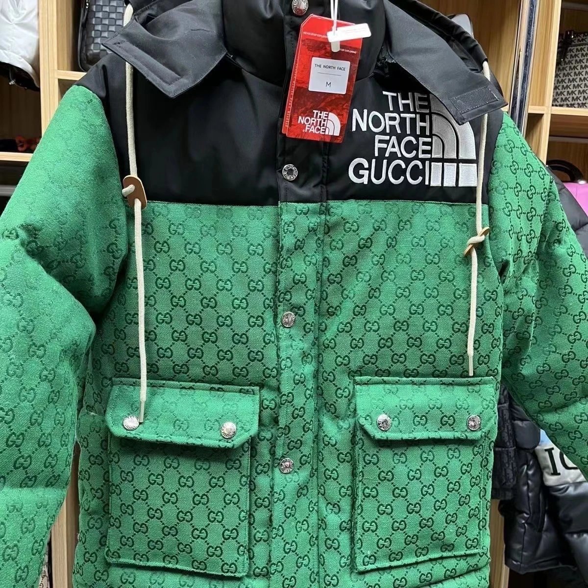 The North Face Nuptse Vest Olive Green and Black Down Vest - 23