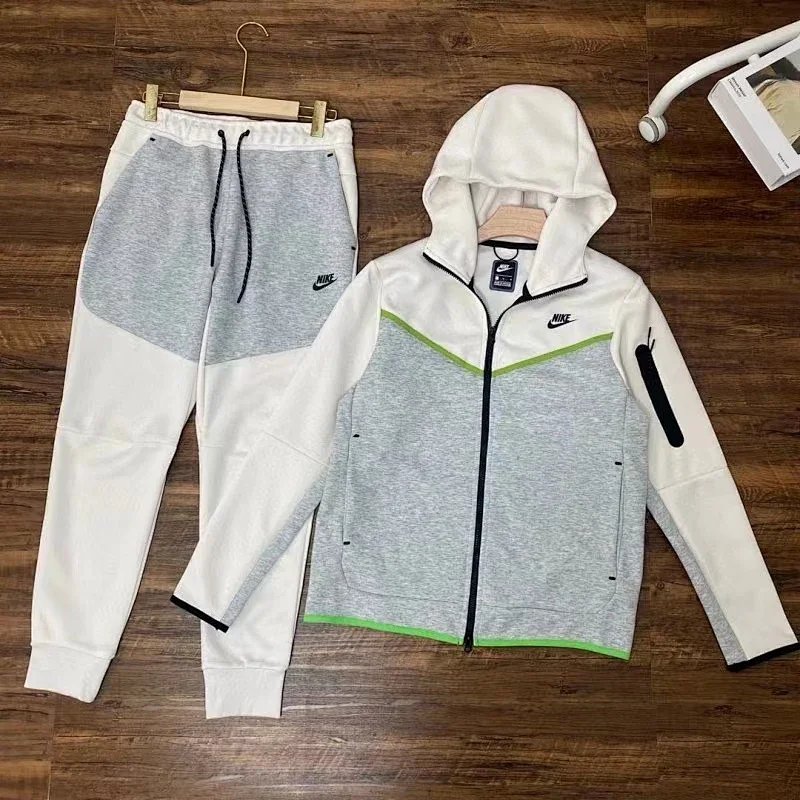 Stitching white gray green suit