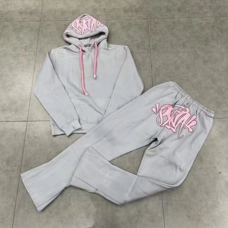 SYNA.TRIBE Graffiti Hoodie and Sweatpants Set Black with Red Logo - 4