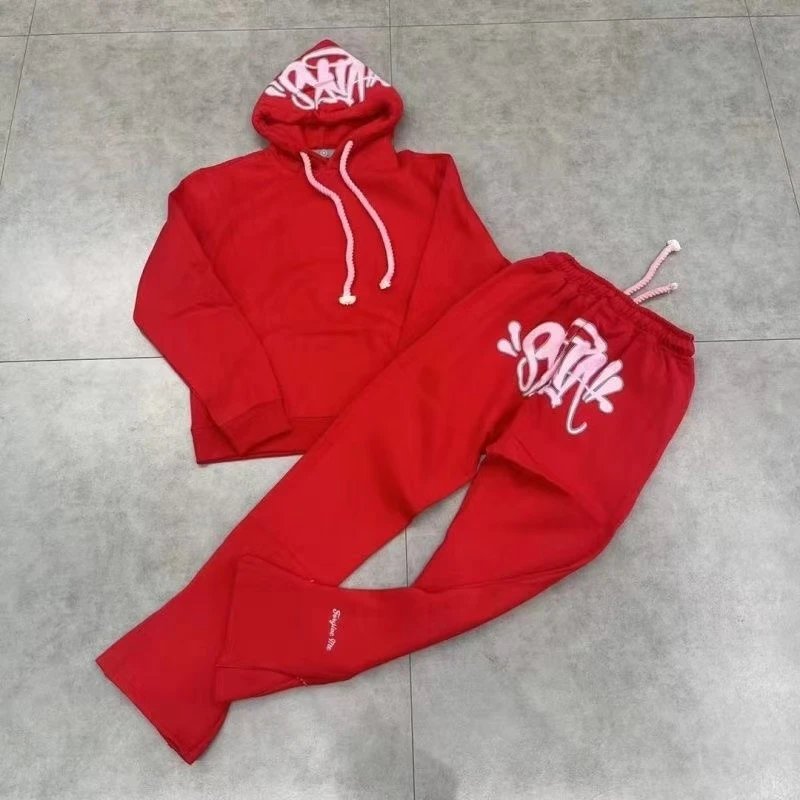SYNA.TRIBE Graffiti Hoodie and Sweatpants Set Black with Red Logo - 3